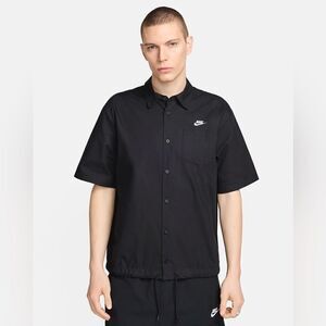 Nike Club Oxford Short-Sleeve Button-Up Shirt Black